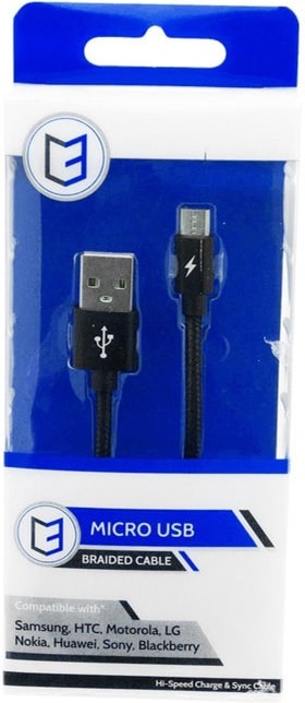 C3 Usb - Micro Usb Braided Cable Black 1m (C3-02480)