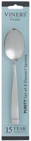 Viners E/day Purity 18/0 Dessert Spoon 4pce (0303.128)