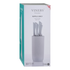 Viners Everyday Grey Ripple 5pc Knife Block Set Viners Everyday Grey Ripple 5pc Knife Block Set