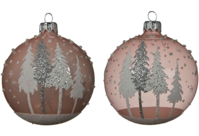 Glass Bauble Unsilvered Tree Blush Pink 8cm Glass Bauble Unsilvered Tree Blush Pink 8cm