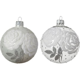 Glass Bauble Matt Roses Asstd 8cm Glass Bauble Matt Roses Asstd 8cm