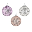 Glass Bauble Snowflake With Dots Assorted 8cm Glass Bauble Snowflake With Dots Assorted 8cm