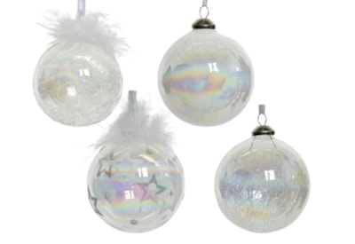 Glass Bauble Swirl-crackle Feather Stars Assorted 8cm Glass Bauble Swirl-crackle Feather Stars Assorted 8cm
