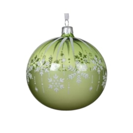 Glass Bauble Snowflakes Falling Green 10cm Glass Bauble Snowflakes Falling Green 10cm