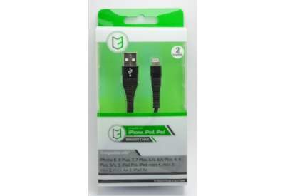 C3 Braided Usb - iphone Lightening Cable Black 2m (C3-08055)