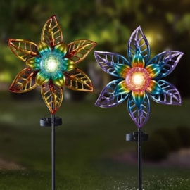 Solar Stake Light Flora Blooms Mixed