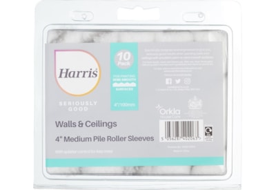 Harris Seriously Good Roller Sleeve Medium Pile 10pk 4" Harris Seriously Good Roller Sleeve Medium Pile 10pk 4"