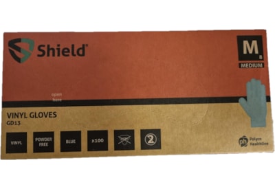 Shield Blue Vinyl Powder Free Gloves 100S Medium Shield Blue Vinyl Powder Free Gloves 100S Medium