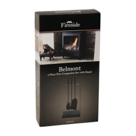Jvl Belmont 3 Pc Companion Set & Stand Blk