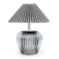 19.5Cm Ridged Glass Led Table Lamp With Pleated Shade - Smokey Black 19.5Cm Ridged Glass Led Table Lamp With Pleated Shade - Smokey Black