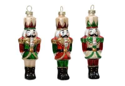 Nutcracker Glass With Glitter Assorted 8.3cm Nutcracker Glass With Glitter Assorted 8.3cm