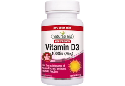 Natures Aid Vitamin D3 1000iu + 33% 120s