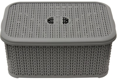 Jvl Loop Rectangle Storage Basket With Lid Grey 6ltr Jvl Loop Rectangle Storage Basket With Lid Grey 6ltr