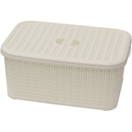 Jvl Loop Rectangle Storage Basket With Lid White 6ltr Jvl Loop Rectangle Storage Basket With Lid White 6ltr