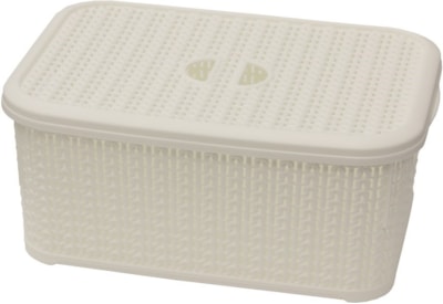 Jvl Loop Rectangle Storage Basket With Lid White 6ltr Jvl Loop Rectangle Storage Basket With Lid White 6ltr