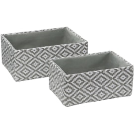 Jvl Argyle Rect Paper Storage Baskets Set Of 2 (13-400)