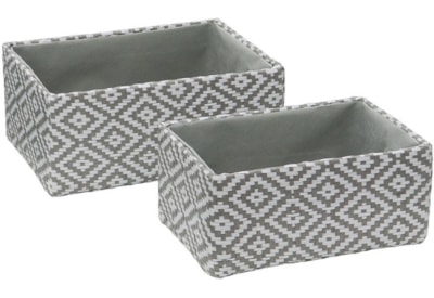 Jvl Argyle Rect Paper Storage Baskets Set Of 2 (13-400)
