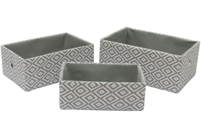 Jvl Argyle Rect Paper Storage Baskets Set Of 3 (13-401)