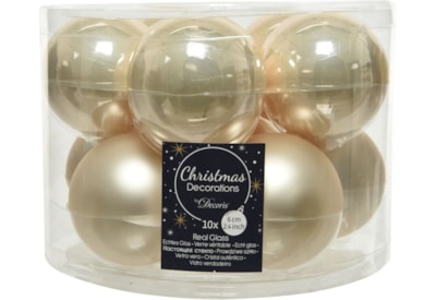 Glass Bauble x 10 Pearl 6cm (140121)