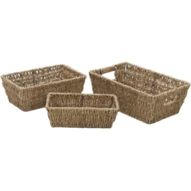 Jvl Seagrass Rect Tapered Storage Baskets Set Of 3 (15-409)