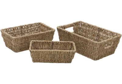 Jvl Seagrass Rect Tapered Storage Baskets Set Of 3 (15-409)