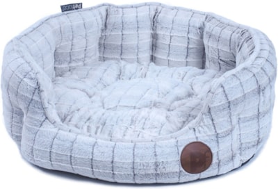 Petface White Plush Oval Pet Bed Med (15161)