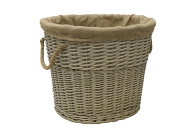 Jvl Antique Wash Oval Lined Chunkylog Basket (16-002)