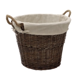 Jvl Rnd Lined Log Basket W Rope Handles Medium (16-312)