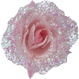 Gisela Graham Pale Pink Acrylic/glitter Rose Clip (16064)