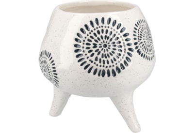 Gisela Graham Blue Sunburst Ceramic Footed Planter (20055) Gisela Graham Blue Sunburst Ceramic Footed Planter (20055)