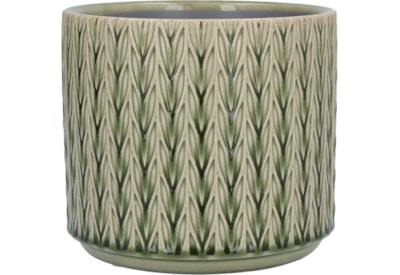 Gisela Graham Staghorn Stoneware Pot Cover Green Medium (20849)