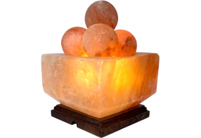 Square Bowl w Massage Balls Salt Lamp (L-7726)