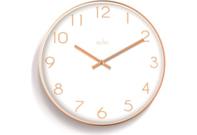 Elma 25cm Copper Wall Clock White (22838)