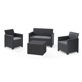 Keter Emma 4 Seater Lounge Set With Storage Table - Graphite Keter Emma 4 Seater Lounge Set With Storage Table - Graphite