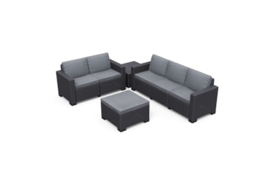 Keter California 5 Seater Lounge Set Plus Footstool - Graphite Keter California 5 Seater Lounge Set Plus Footstool - Graphite