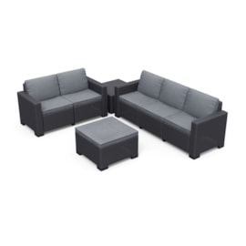 Keter California 5 Seater Lounge Set Plus Footstool - Graphite