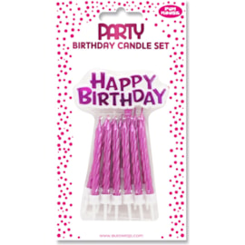 Pink Metalic Cake Candle Set 6's (26568-PC)