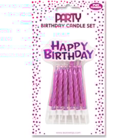 Pink Metallic Cake Candle Set 6's Pink Metallic Cake Candle Set 6's