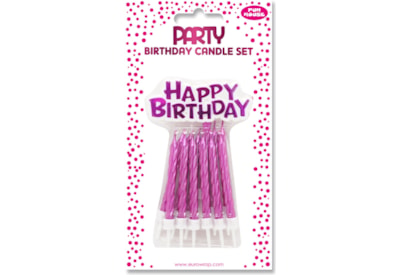 Pink Metalic Cake Candle Set 6's (26568-PC)