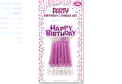 Pink Metallic Cake Candle Set 6's Pink Metallic Cake Candle Set 6's