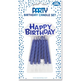 Blue Metallic Cake Candle Set 6's Blue Metallic Cake Candle Set 6's