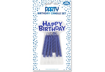 Blue Metalic Cake Candle Set 6's (26571-BC)