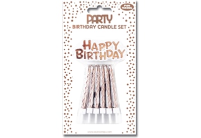 Rose Gold Metallic Cake Candle Set 6's Rose Gold Metallic Cake Candle Set 6's