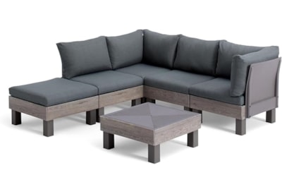 Keter Elements 5 Seater Modular Lounge Set Moss Green Cushions - Ashwood Brown Keter Elements 5 Seater Modular Lounge Set Moss Green Cushions - Ashwood Brown