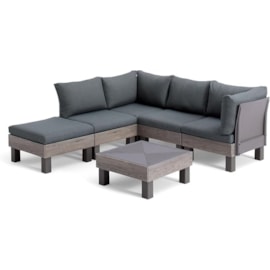 Keter Elements 5 Seater Modular Lounge Set Moss Green Cushions - Ashwood Brown