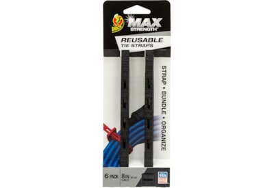 Duck Max Reusable Tie Strap 6pk Black 8" (287848)