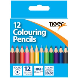 Tiger Colouring Pencils 12 Pack-half Length (301681)