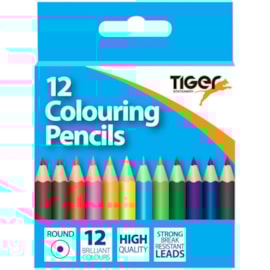 Tiger Colouring Pencils 12 Pack-half Length Tiger Colouring Pencils 12 Pack-half Length