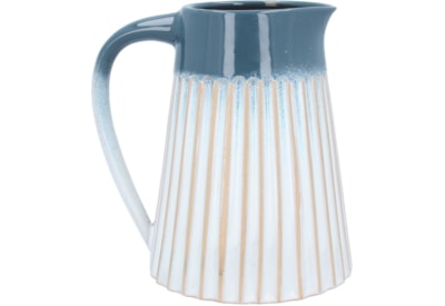 Gisela Graham Ombre Ceramic Ribbed Jug Blue Small (30562)