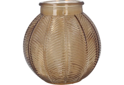 Gisela Graham Glass Leaf Ball Vase Light Amber Gisela Graham Glass Leaf Ball Vase Light Amber